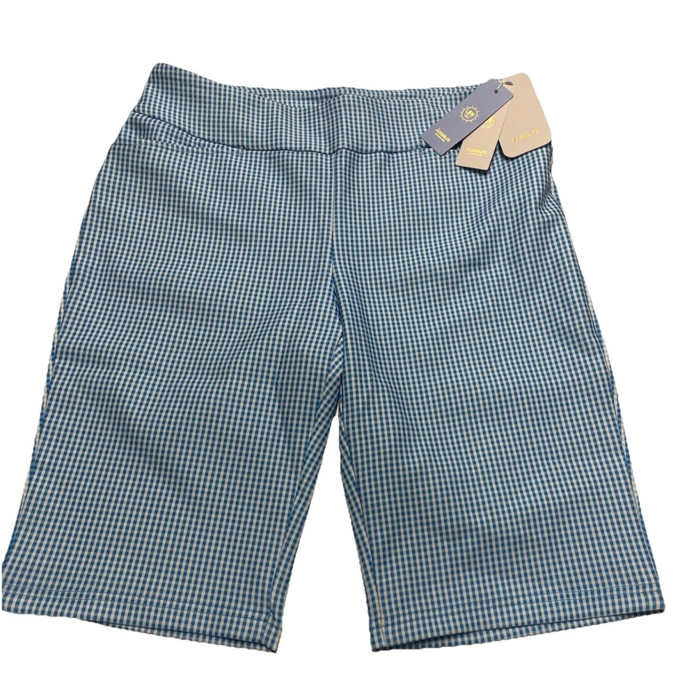 Women CéGolfs Acegolfs L blue white checkered gingham shorts Golf Stretch Pocket